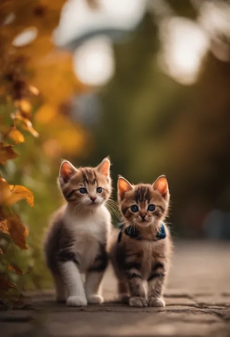 I have two little kittens, a cute little cat, cute kittens, Cutest, Incredibly cute, Adorable and cute, And cute and lovely. They are walking down the street with backpacks, Walking together, commute, Proudly walk down the street, And the cat is walking. T...