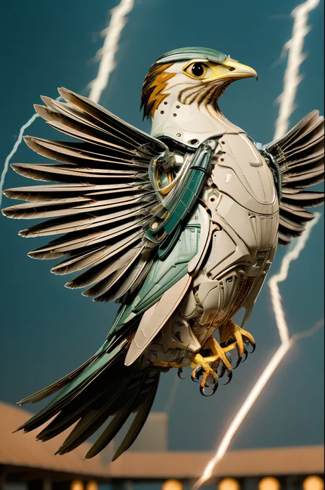 everything is shining brightly:1.5,(in 8K, Best Quality, masterpiece:1.1, ultra detailed:1.2), (realistic:1.3, photo realistic:1.5, dutch angle:1.2), (1 Hawk:1.5,The hawk is deformed:1.5,the hawk is spreading its wings:1.5), Fine and beautiful eyes:1.5,fro...