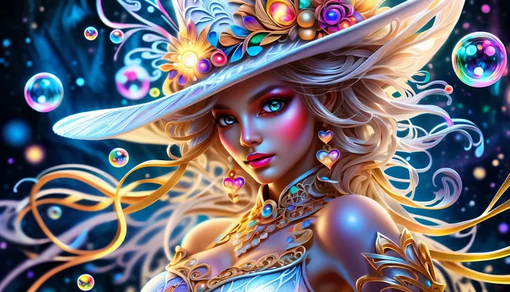 (((magician girl who dances with the wind and creates a magical atmosphere:1.3))), (((intricate white magician costume and hat:1...