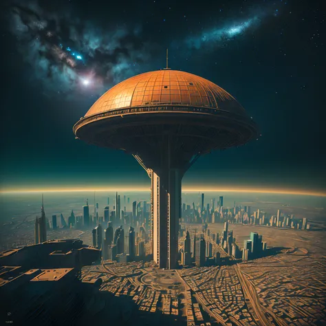 highly realistic photo, the text "hello" is embedded in the scheme of streets in the city, consists of buildings ,a satellite view of working astronauts in outer space, under them a red planet on which the city stands under a transparent dome , deep black,...