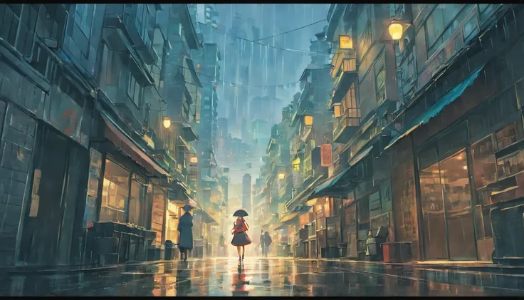 city in a rainy day