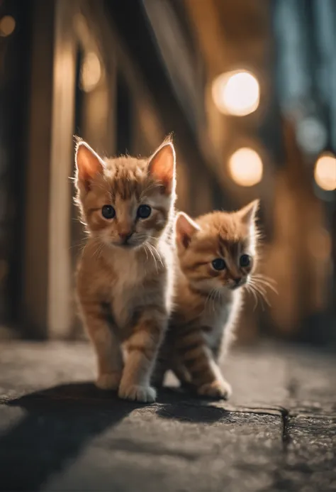 I have two little kittens, a cute little cat, cute kittens, Cutest, Incredibly cute, Adorable and cute, And cute and lovely. They are walking down the street with backpacks, Walking together, commute, Proudly walk down the street, And the cat is walking. T...