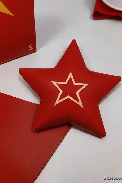 Order with a five-pointed star，It has a red culture on it，Printed materials of the Chinese Communist Party，white backgrounid