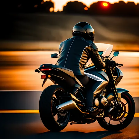 riding motorcycles，the motorcycle，Photo of male cyclist，Motorcyclists back，shot at golden hour，sitting on the motorcycle，sitting on cyberpunk motorbike，late sunset，riding motorcycles，late sunset，late sunset，in the golden hour，Lonely rider，photo taken，Gold ...