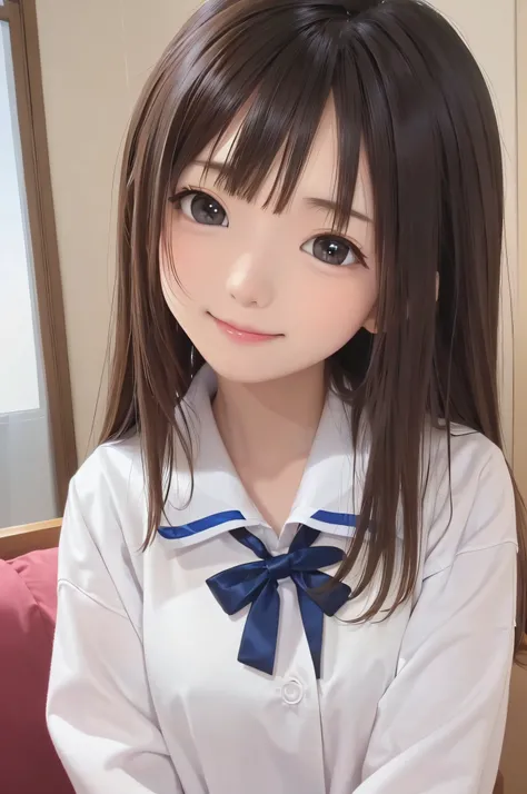 (Background white、White background、The background is all white)、17 age、brown haired、beautidful eyes、real looking skin、hi-school girl、a sailor suit、small tits、(8K、​masterpiece)、(reallistic、Photorealsitic)、top-quality、ighly detailed、The ultra-detailliert、Bea...