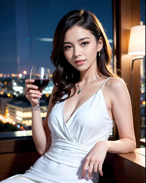 (64K, UHD, top quality, masterpiece: 1.2), (realistic, photorealistic: 1.37), super detailed, pretty woman 1 person, (slim face), (slim body), (brown hair), (short cut), cheeks slightly blushing, (44 years old), 38 years old, solo, beautiful detailed urban...