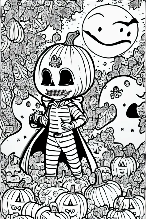 a coloring page with litle girl and ghost, lineart inspired by Thomas Nast, reddit, happening, spooky halloween theme, line art colouring page, clean coloring book page, halloween theme, halloween art style, halloween celebration, coloring book page,Dia de...