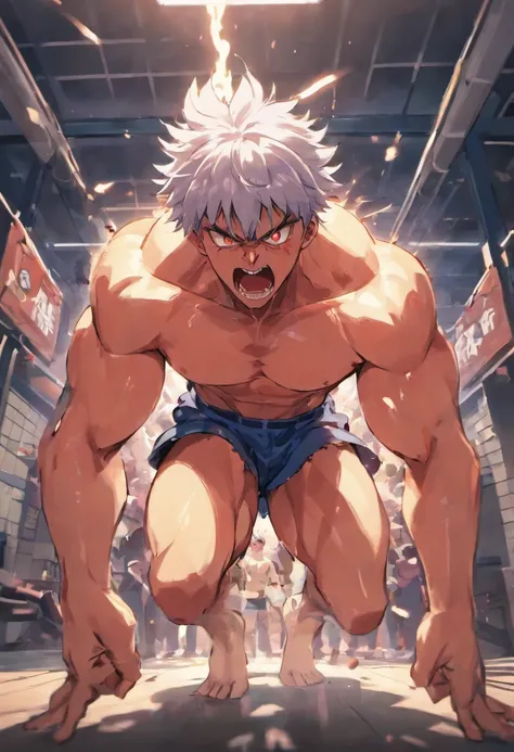 The guts of an anime berserker gets angry in the gym