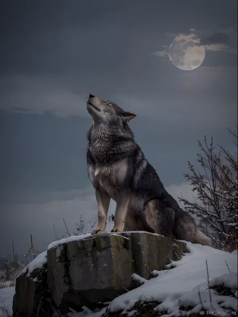 A wolf standing on a rock looks up, photo of wolf, howling, wolf, Wolp, Great Wolf, lone wolf, Howl of the Red Moon, Wolf in the snowfield, wolves, wolves and their treasures, wolf howling at full moon, Wolf howling in the red moon, Dark Grey Wolf, Lobo,