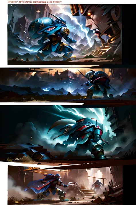 Comic storyboard:2, Battle scenes，tmasterpiece，ultraclear，UHD,the detail，Multiple characters，anatomy correct