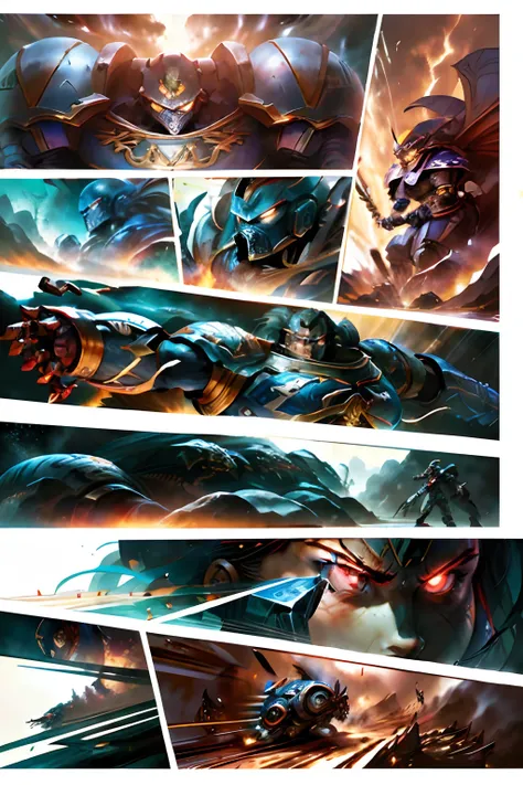 Comic storyboard:2, Battle scenes，tmasterpiece，ultraclear，hyper HD,the detail，Multiple characters，anatomy correct