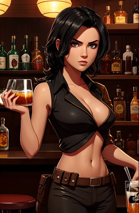 black haired smuggler in a disreputable bar