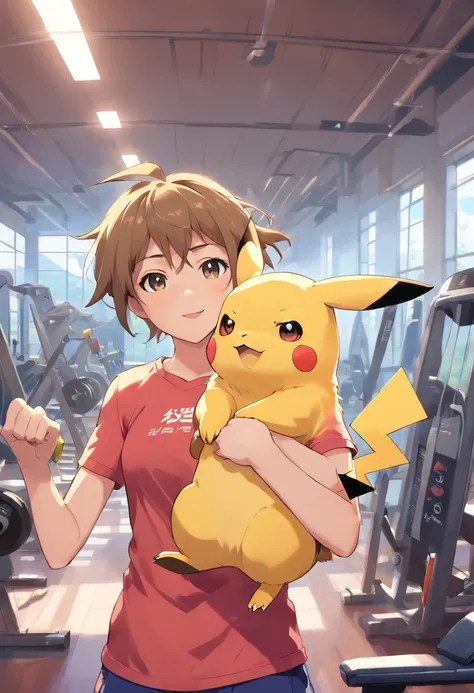 Pikachu jombie t-shirt working hard in the gym