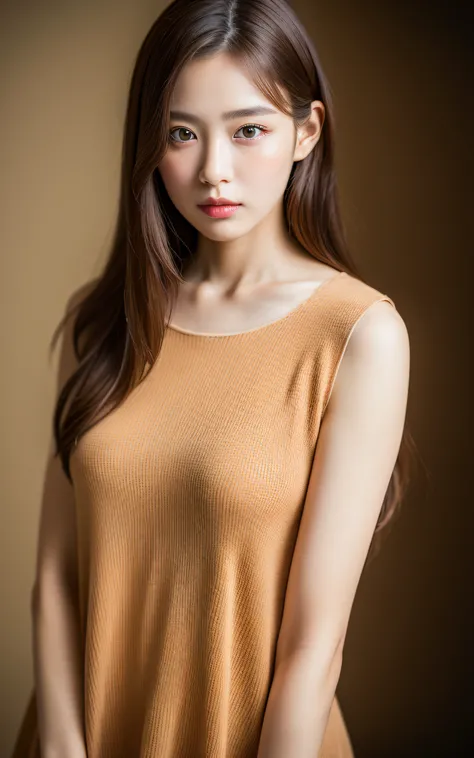 (Masterpiece:1.3), (8k, Photorealistic, RAW Photography, Best Quality: 1.4), soft light, professional lighting, 1girl, very beautiful girl, neat and clean beauty, shy, serious, Brown Medium hair, blouse