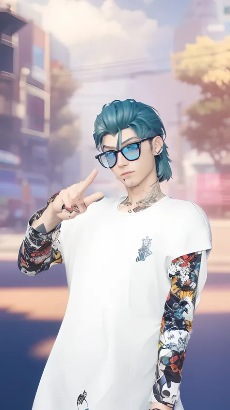 anime texture, detail, dont change face, dont change object, make it 3D anime, high detail, male model, handsome, blue glasses