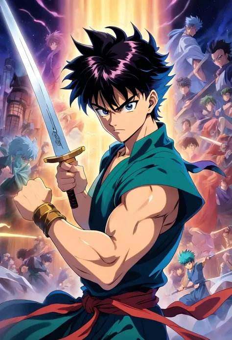 yuyu hakusho hiei in 4k hd 2d anime with sword