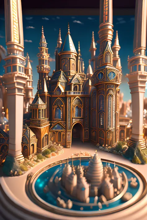 (Best quality,4K,8K,A high resolution,Masterpiece:1.2),Ultra-detailed,(Realistic,Photorealistic,photo-realistic:1.37),Fantasy world,Enchanted,Imaginative and fictional,Showcase a landscape where medieval and futuristic civilizations converge,Ceramic crafts...