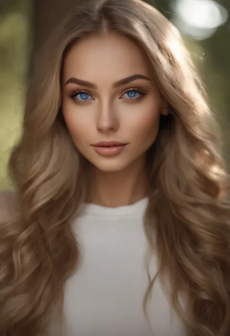 arafed woman fully , sexy girl with blue eyes, ultra realistic, meticulously detailed, portrait sophie mudd, blonde hair and large eyes, selfie of a young woman, bedroom eyes, violet myers, without makeup, natural makeup, looking directly at the camera, fa...