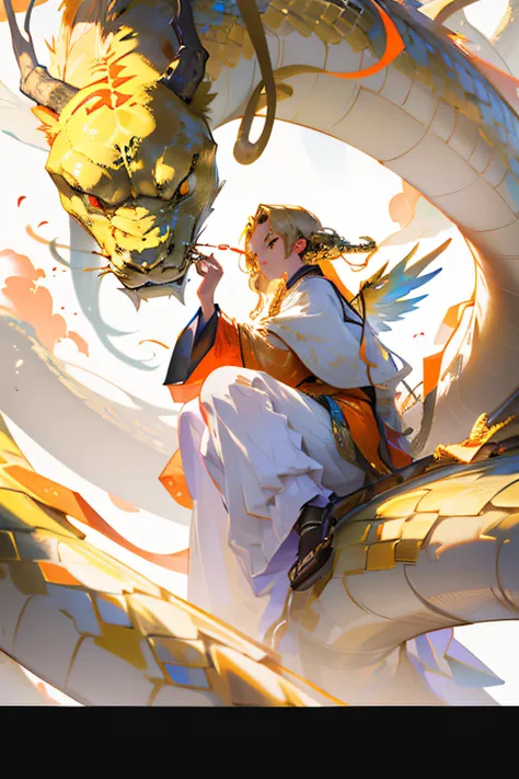 Giant flying golden snake with wings