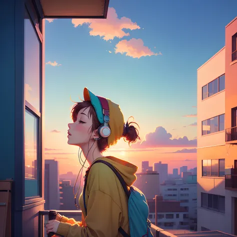 An chillhop style image, chill music, lofi,