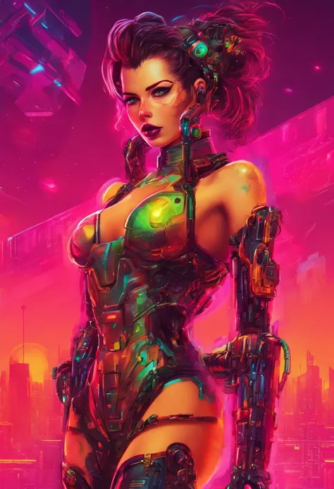 A sexy robot lady in cyberpunk style.8k