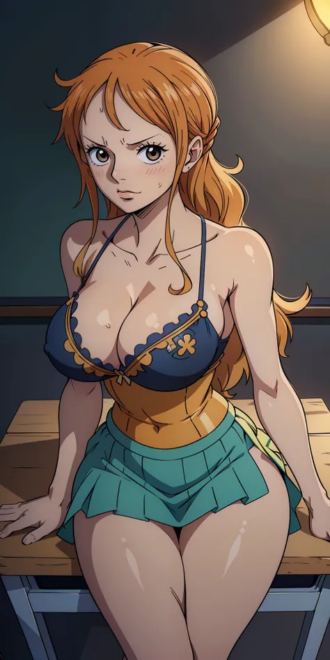 hyper realistic super detailed sexy (nami (one piece)), nsfw, very detailed, expressions faciales sexy, seductive facial express...