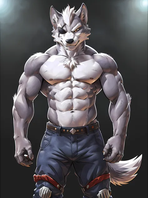 wolf o'donnell, posing for the camera, showing off. 4k, high resolution, best quality, posted on e621, solo, anthro body, male, ...