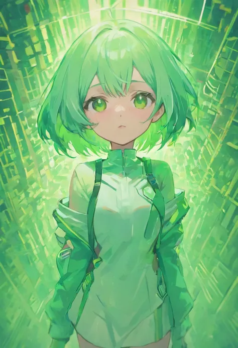 bobcut, mint hair, pov, color: white/green, face retouch, skin-chrome, detailed, cyber-augmented, artistic, scientist, hypnotist, sexy, full body, hypnotist, model, athletic  trainer, older