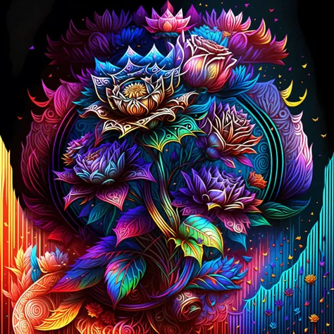 a colorful flower with a black background, colorful mandala, mandala art, lotus mandala, mandala ornament, super detailed color art, mandalas, rainbow gradient bloom, colorful intricate masterpiece, detailed art in color, intricate colorful masterpiece, ma...