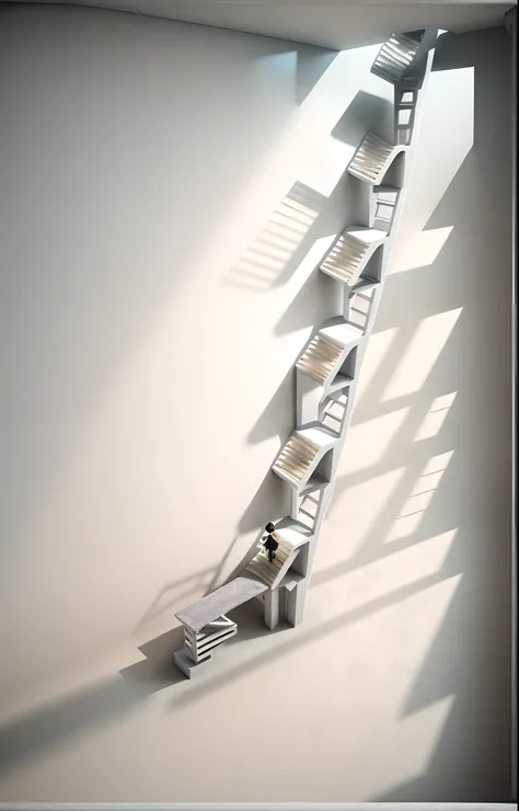 （Ida walks the ladder from hell to heaven）， isometric staircase, ，penrose stairs,, Isometric art, small steps leading down, Inspired by M. c. Escher, Inspired by M.c. Escher, isometric game, Inspired by MC Escher