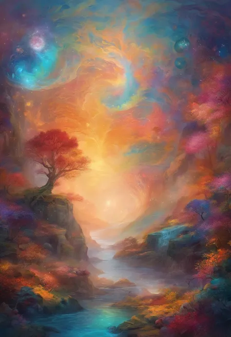 detailed texture, vibrant colors, surreal lighting, dreamlike atmosphere, intricate patterns, abstract composition, harmonious balance, mysterious narrative, infinite depth, endless possibilities, mesmerizing aesthetics, transcendent experience, immersive ...