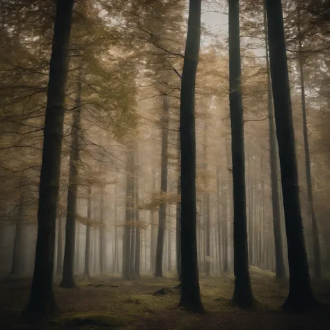 A beautiful forest with tall trees.