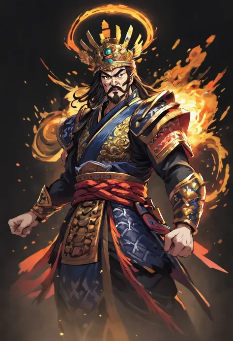 three kingdom, Cao Cao，A meticulous face，Clear face，Full body like，Shogun，with black background, High picture quality，tmasterpiece，best qualtiy，超高分辨率