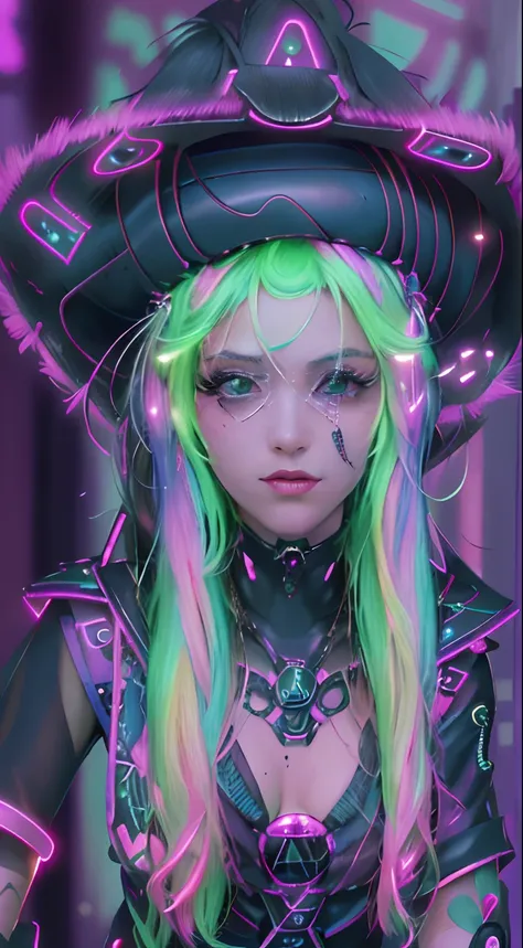 obra maestra, la mejor calidad, dark magician gils cyberpunk confident, conjunto pop inspirado en harajuku, colores y patrones l...