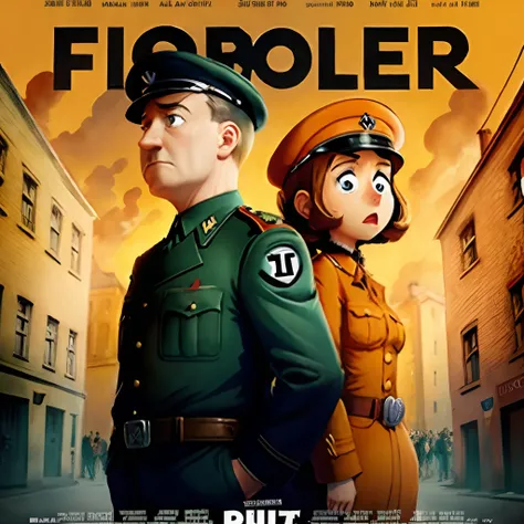 Funny cartoon Pixar movie poster about the Holocaust with Hitler as the main character