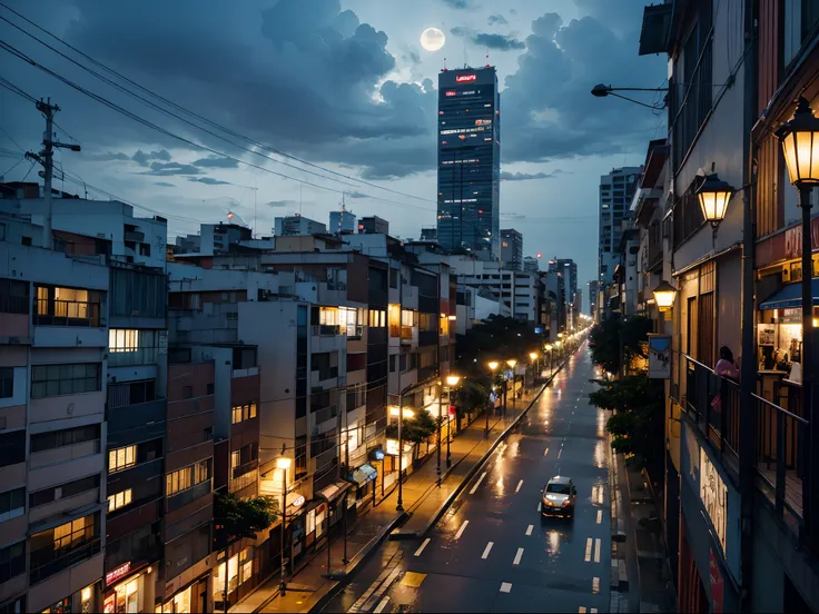 chuva, cidade, noite, tokyolagii, luz da lua.