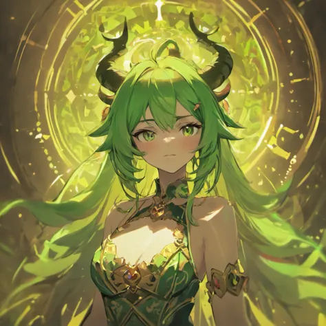 Anime - style image of a woman with horns and green eyes, beautiful succubus, Sukkubus im engen kurzen Kleid, demon anime woman, Sukkubus | mittelalterlich, Sukkubus, Shadowverse-Stil, 2. 5-D-CGI-Anime-Fantasy-Kunstwerk, Goddess of the Underworld, a very b...