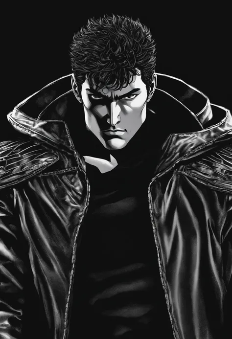 Guts From the manga Berserk wearing the scorpion jacket from the movie Drive/ super ultra realistic