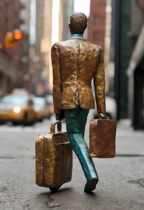 Man with a briefcase walking down a street in new york city