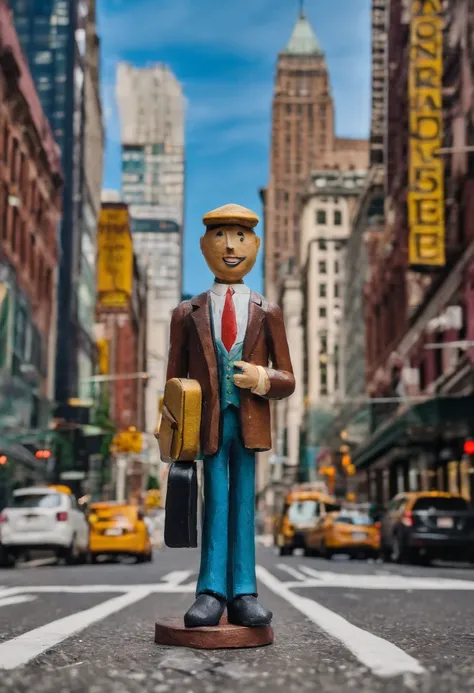 Man with a briefcase walking down a street in new york city