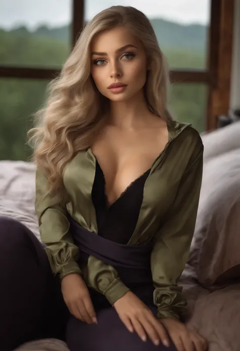 White sexy woman , sexy girl with green eyes, ultra realistic, meticulously detailed, portrait sophie mudd, blonde hair and large eyes, selfie of a young woman, bedroom eyes, violet myers, without makeup, natural makeup, looking directly at the camera, fac...