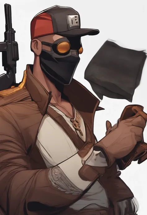 A cartoon character of a man with a black mask and a black mask in, Foto do perfil 1024px, Estilo de Arte desenho animado, Borderlands estilo 3, Impasse 2 Realista, from valve, Estilo Borderlands, Duke Nukem Estilo de Arte, Eldritchpunk, musculoso! Cyberpu...