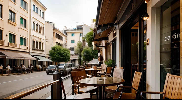 cafes、early evening、Coffee、a chair、The table、Terrace seating