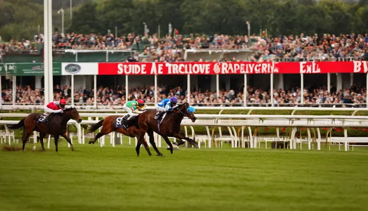 racehorse、racecourse、In front of the goal