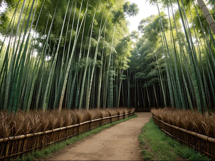 A bamboo forest，cartoony，Pubic area is clear