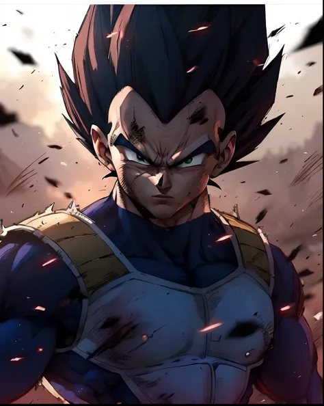 Hyperrealistic version of Vegeta, hyperdetailled, hyperrealistic