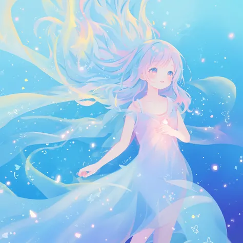 beautiful anime girl in colorful liquid dress, vibrant pastel colors, (colorful), magical lights, sparkling lines of light, inspired by Glen Keane, inspired by Lois van Baarle, disney art style, by Lois van Baarle, glowing aura around her, by Glen Keane, j...