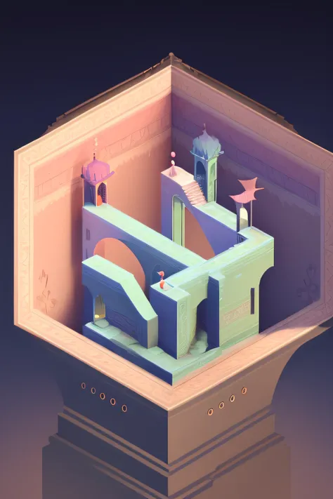 tmasterpiece，monument valley，geomerty，4K Ultra HD, 超高分辨率, (Photorealistic: 1.4), Best quality，tmasterpiece（pastel colour：1.2)