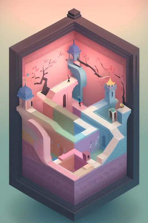 tmasterpiece，monument valley，geomerty，4K Ultra HD, 超高分辨率, (Photorealistic: 1.4), Best quality，tmasterpiece（pastel colour：1.2)