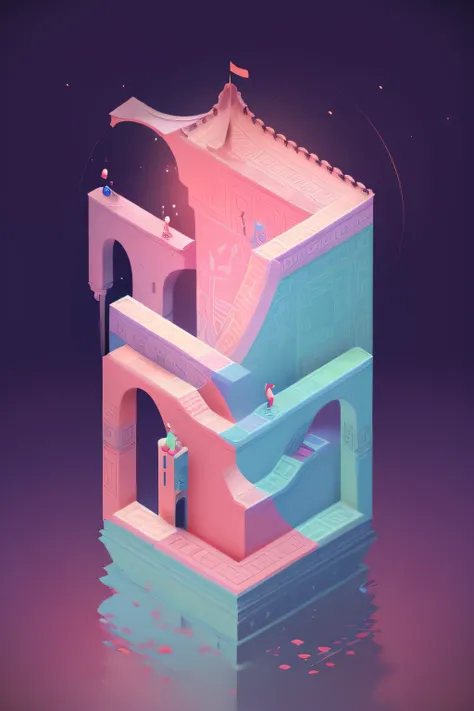 tmasterpiece，monument valley，geomerty，4K Ultra HD, 超高分辨率, (Photorealistic: 1.4), Best quality，tmasterpiece（pastel colour：1.2)